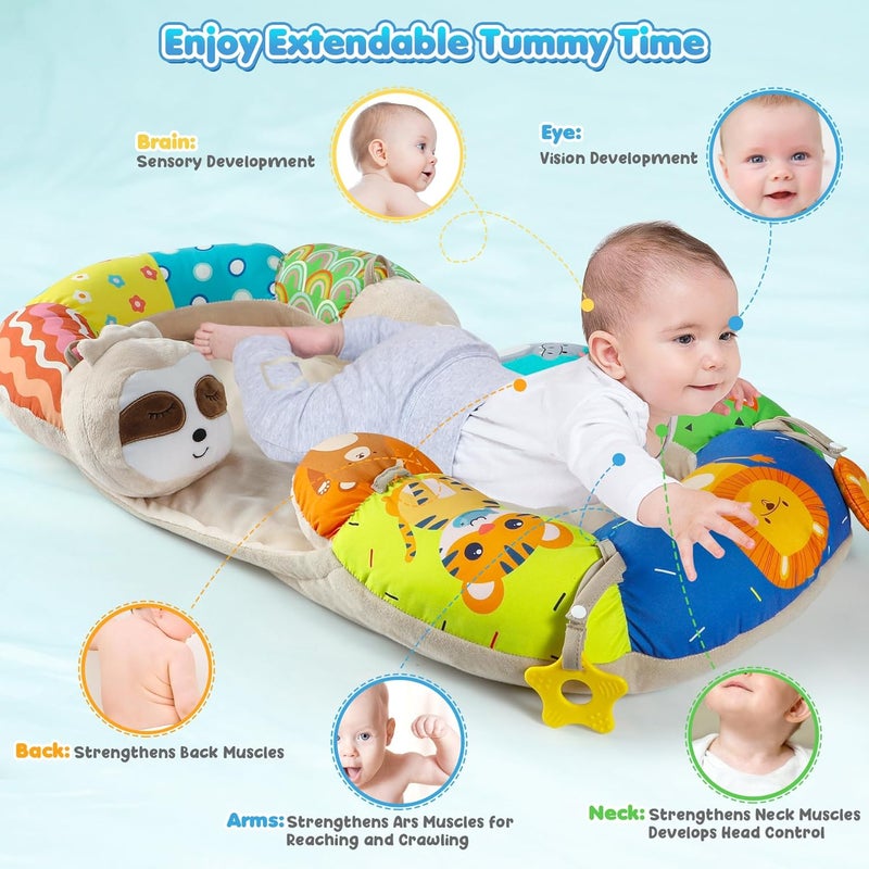 URMYWO Tummy Time Mat - 4 in 1 Cozy Tummy Time & Seated Support Pillow, Tummy Time Pillow for Newborn 0-12 Months, Infant Baby Sit Me Up Floor Seat Early Sensory Development Gifts Tummy Time Play Toys - Image 3